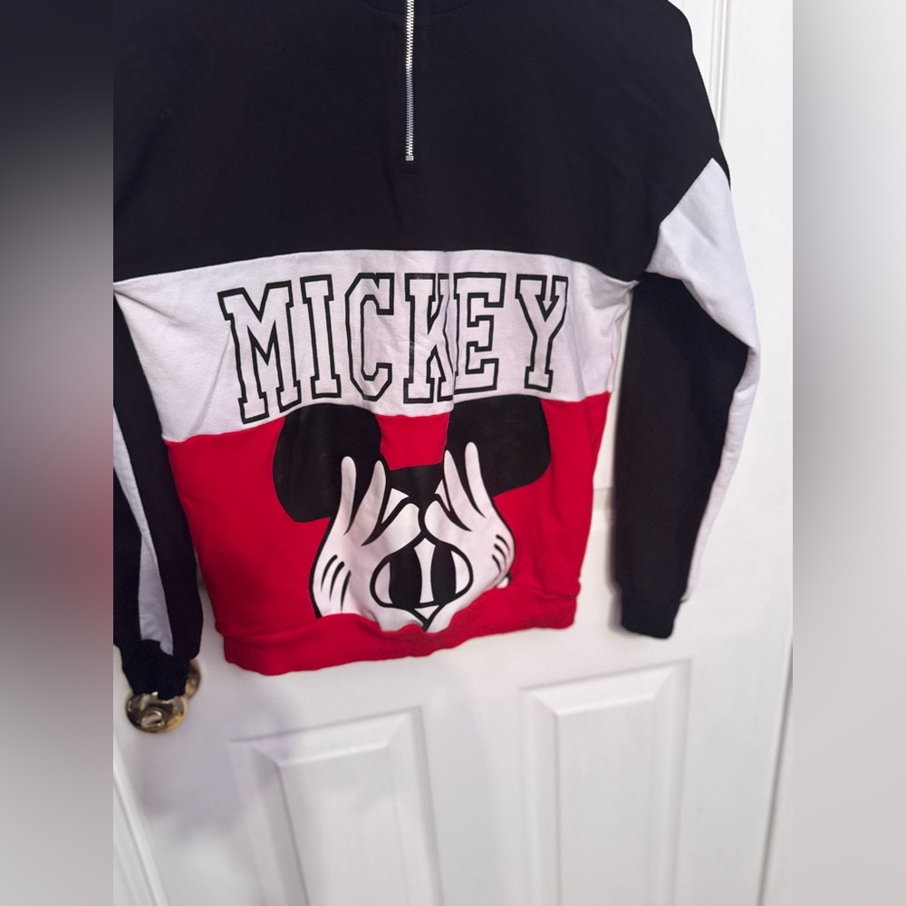 Mickey Mouse Women’s Sweater Colorblock Quarter-Zip (Fits Small–Medium) - Picture 2 of 7